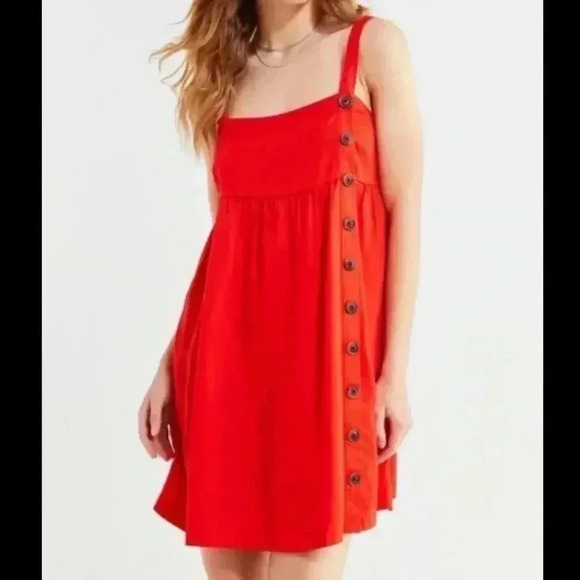 Urban Outfitters Bright Red 100% Lyocell Dress  SIZE MEDIUM - Picture 1 of 7